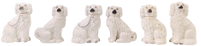 (6) ENGLISH VICTORIAN STAFFORDSHIRE MANTEL DOGS