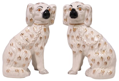 (2) ENGLISH VICTORIAN STAFFORDSHIRE MANTEL DOGS