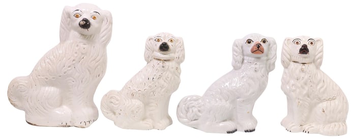 (4) ENGLISH VICTORIAN STAFFORDSHIRE MANTEL DOGS