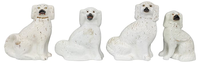 (4) ENGLISH VICTORIAN STAFFORDSHIRE MANTEL DOGS