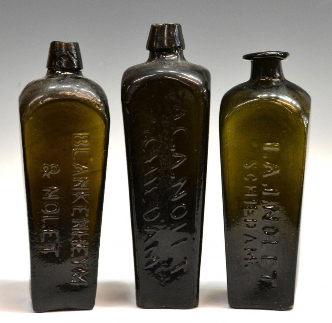 (3) ANTIQUE DUTCH GLASS CASE GIN BOTTLES Mar 03, 2013 Austin Auction Gallery in TX