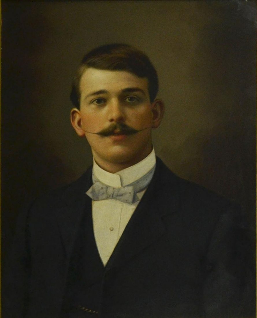 EDWARDIAN PORTRAIT OF A GENTLEMAN: Framed Edwardian painting, portrait of a gentleman, sight: 19.25"h, 15"w, overall: 29.5"h, 25"w, 13lbs