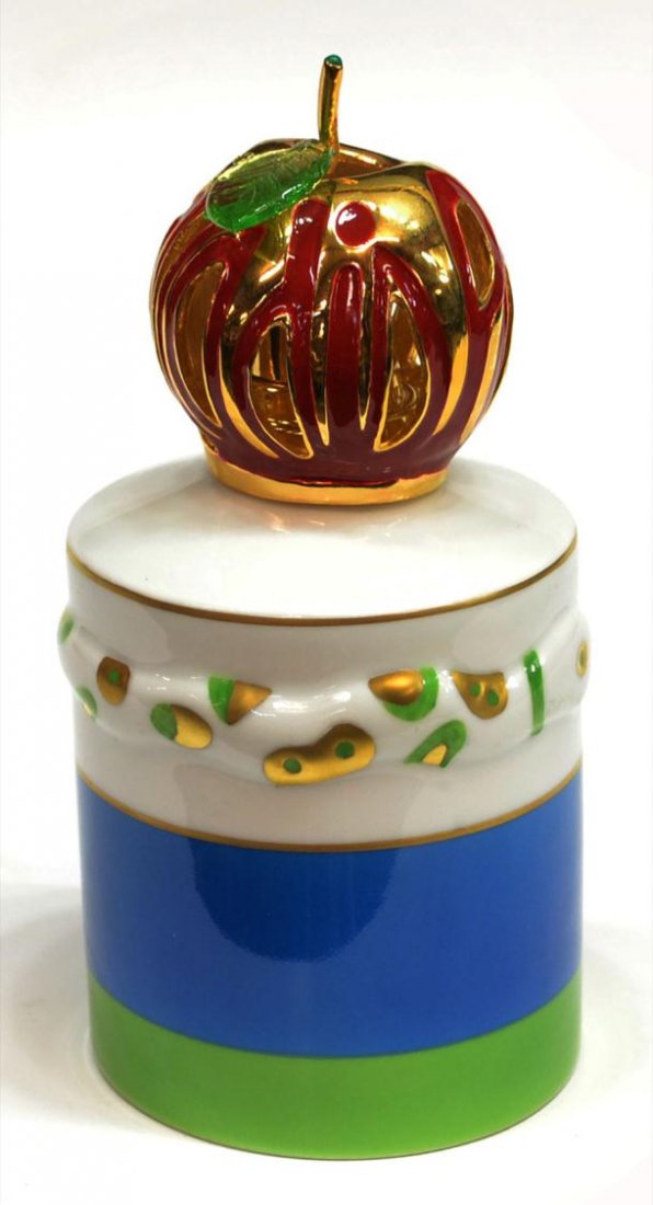 LAMPE BERGER OIL LAMP, PARADIS, JOSE EXPOSITO: Lampe Berger oil lamp, "Paradis", designed by José Expósito, Artoira, Limoges, #5599, retaining original box, lamp: 7.25"h, box: 8.5"h, 13.75"w, 9.25"d, 2.5lbs Start Price: $50.00