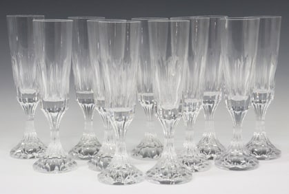 (11) BACCARAT D'ASSAS' CRYSTAL CHAMPAGNE FLUTES