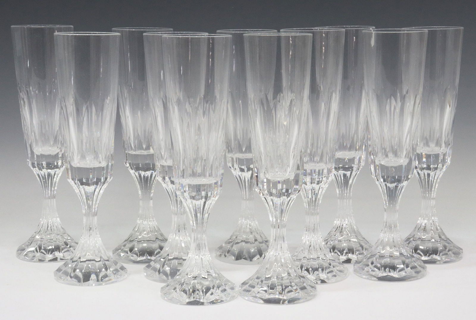(11) BACCARAT D'ASSAS' CRYSTAL CHAMPAGNE FLUTES