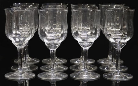 (12) FRENCH BACCARAT 'CAPRI' OPTIC CRYSTAL WATER GOBLETS