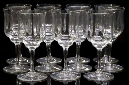 (11) FRENCH BACCARAT 'CAPRI' OPTIC CRYSTAL CLARET WINE STEMS