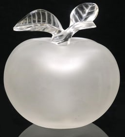FRENCH LALIQUE ART CRYSTAL 'GRANDE POMME' PERFUME BOTTLE & STOPPER