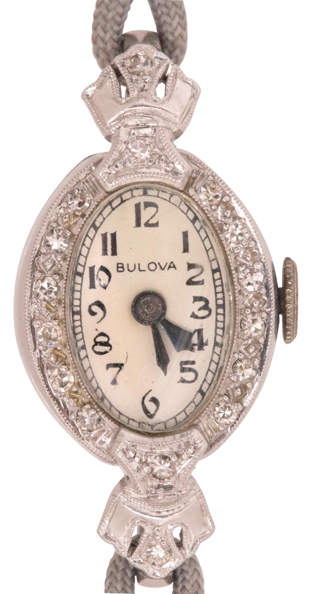 ESTATE BULOVA ART DECO PLATINUM & DIAMOND LADIES WATCH (1 of 5)