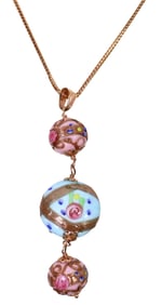 ESTATE 18K YELLOW GOLD NECKLACE & VENETIAN FIORATO BEAD PENDANT