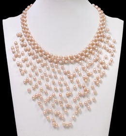 ESTATE FRESHWATER PEARL BEADED BIB NECKLACE