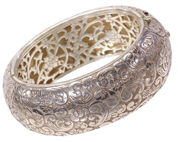 MONICA RICH KOSANN STERLING SILVER PATTERNED WIDE CUFF BRACELET