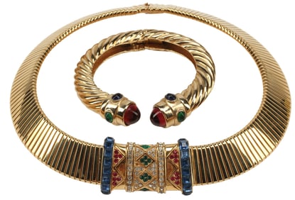 (2) ESTATE VINTAGE CINER COLLAR NECKLACE & TORQUE BRACELET