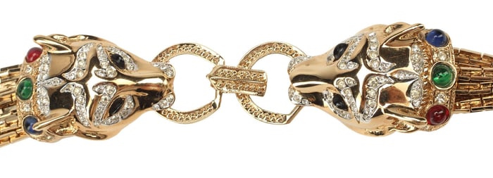 VINTAGE NINA RICCI PANTHER CLASP MULTI-STRAND CHAIN NECKLACE