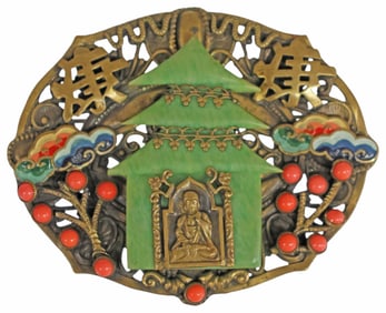 NEIGER BROTHERS (ATTRIB.) CZECH ART DECO CHINOISERIE BROOCH