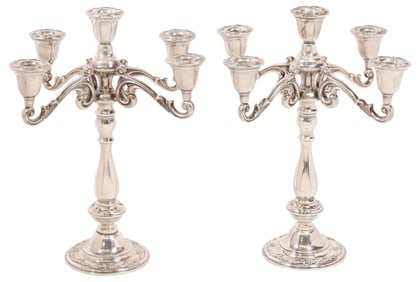 (2) INTERNATIONAL 'RHAPSODY' STERLING WEIGHTED FIVE-LIGHT CANDELABRA