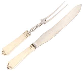 (2) GEORG JENSEN 'PYRAMID' STERLING SILVER CARVING SET