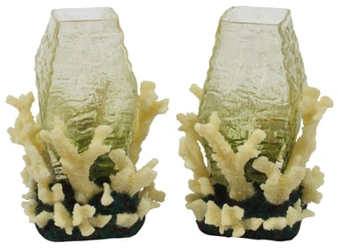 (2) FAUX CORAL TABLE LAMPS