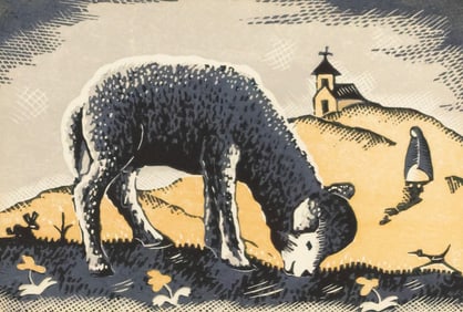 WILLARD CLARK (1910-1992) SANTA FE NM COLOR WOODCUT