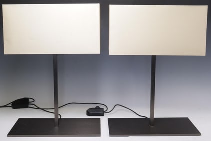 (2) CONTEMPORARY MAXALTO 'LEUKON' BRONZED METAL 2-LIGHT TABLE LAMPS