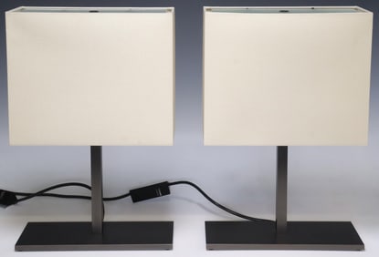 (2) CONTEMPORARY MAXALTO 'LEUKON' BRONZED METAL 2-LIGHT TABLE LAMPS
