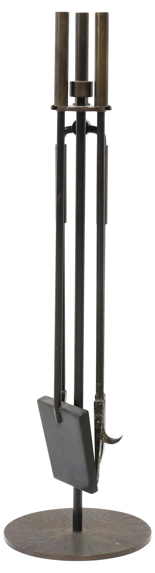 (LOT) TUELL & REYNOLDS 'MONTANA' BRONZE & STEEL FIREPLACE TOOL SET (1 of 4)