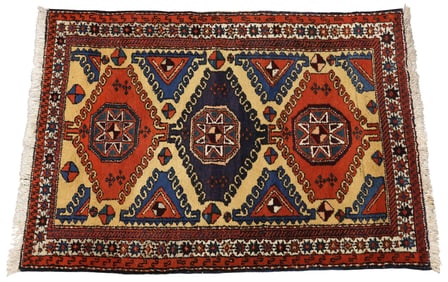 HAND-TIED PERSIAN KURDISH MESHKIN RUG, 5' X 3'7"