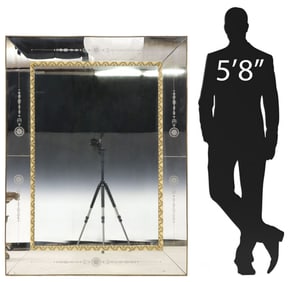 ITALIAN MID-CENTURY MODERN ETCHED PARCLOSE MIRROR