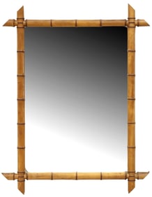FRENCH FAUX BAMBOO TURNED WOOD WALL MIRROR, 36" X 28"