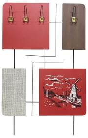 ITALIAN MID-CENTURY MODERN VINYL-UPHOLSTERED STEEL HALL TREE