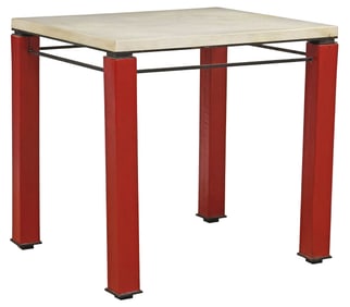 MODERN PARCHMENT-TOP LEATHER-CLAD SIDE TABLE