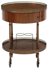 ITALIAN CARVED WALNUT TWO-TIER BAR CART/ SERVICE TROLLEY