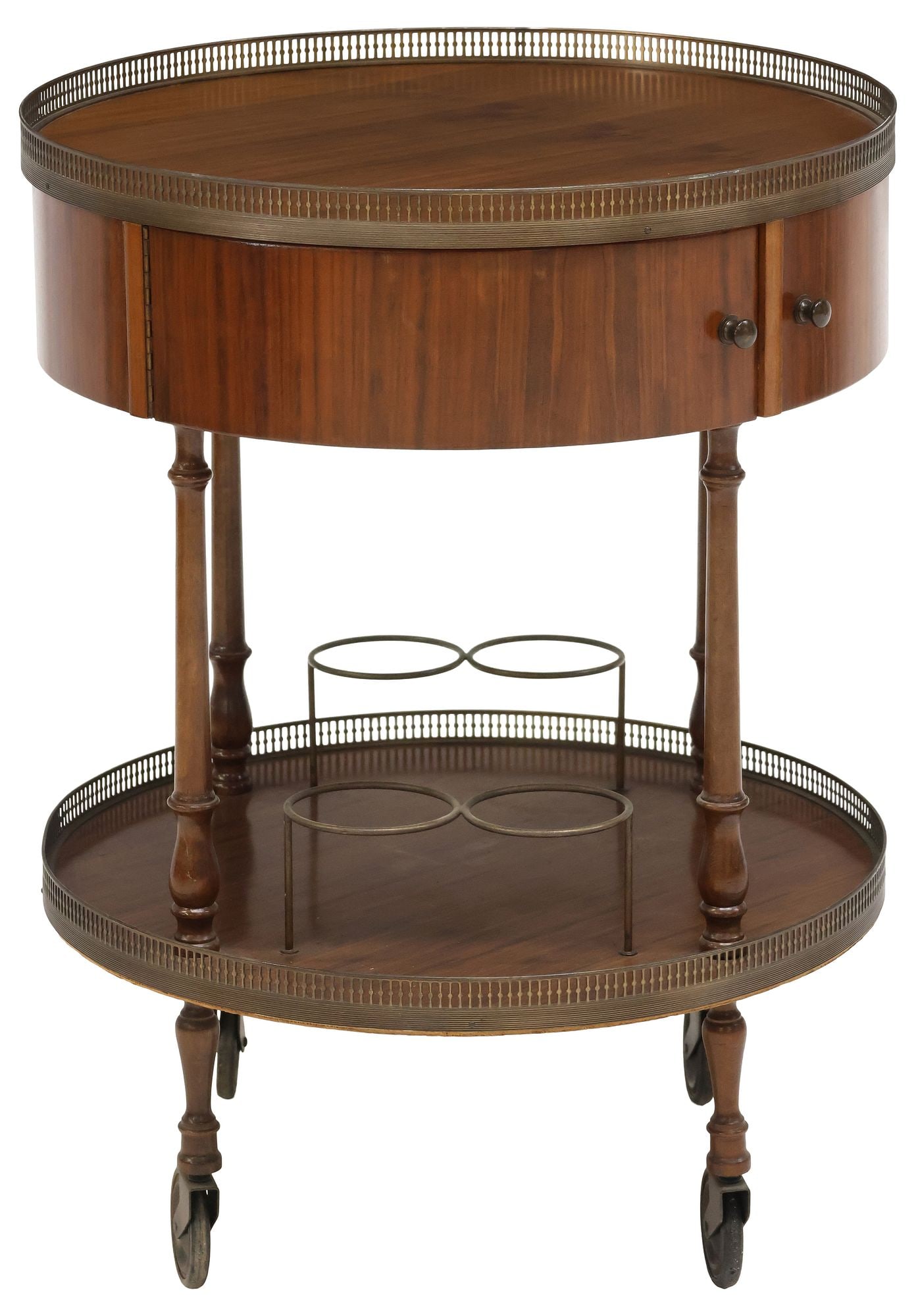 ITALIAN CARVED WALNUT TWO-TIER BAR CART/ SERVICE TROLLEY (1 of 6)