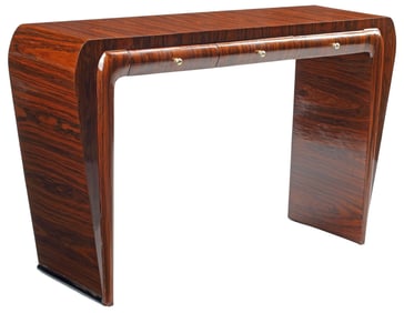 ART DECO STYLE SCULPTURAL ROSEWOOD VENEER CONSOLE TABLE