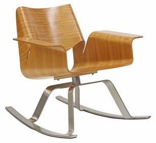 CONTEMPORARY BLU DOT 'BUTTERCUP' BENTWOOD ROCKING CHAIR