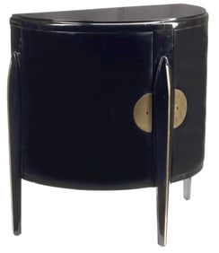 ART DECO STYLE EBONIZED DEMILUNE 2-DOOR CABINET