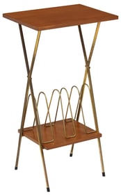 ITALIAN MID-CENTURY MODERN TEAK & BRASS RECORD STAND