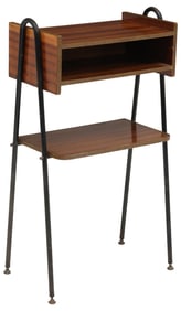 ITALIAN MID-CENTURY MODERN MAHOGANY TWO-TIERED SIDE TABLE