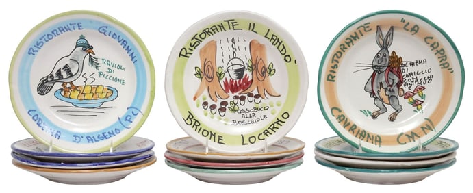 (12) ITALIAN MAJOLICA RESTAURANT TOURING PLATES