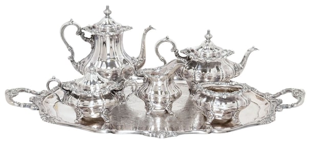 (6) GORHAM 'ROSEWOOD' SILVERPLATE TEA & COFFEE SERVICE