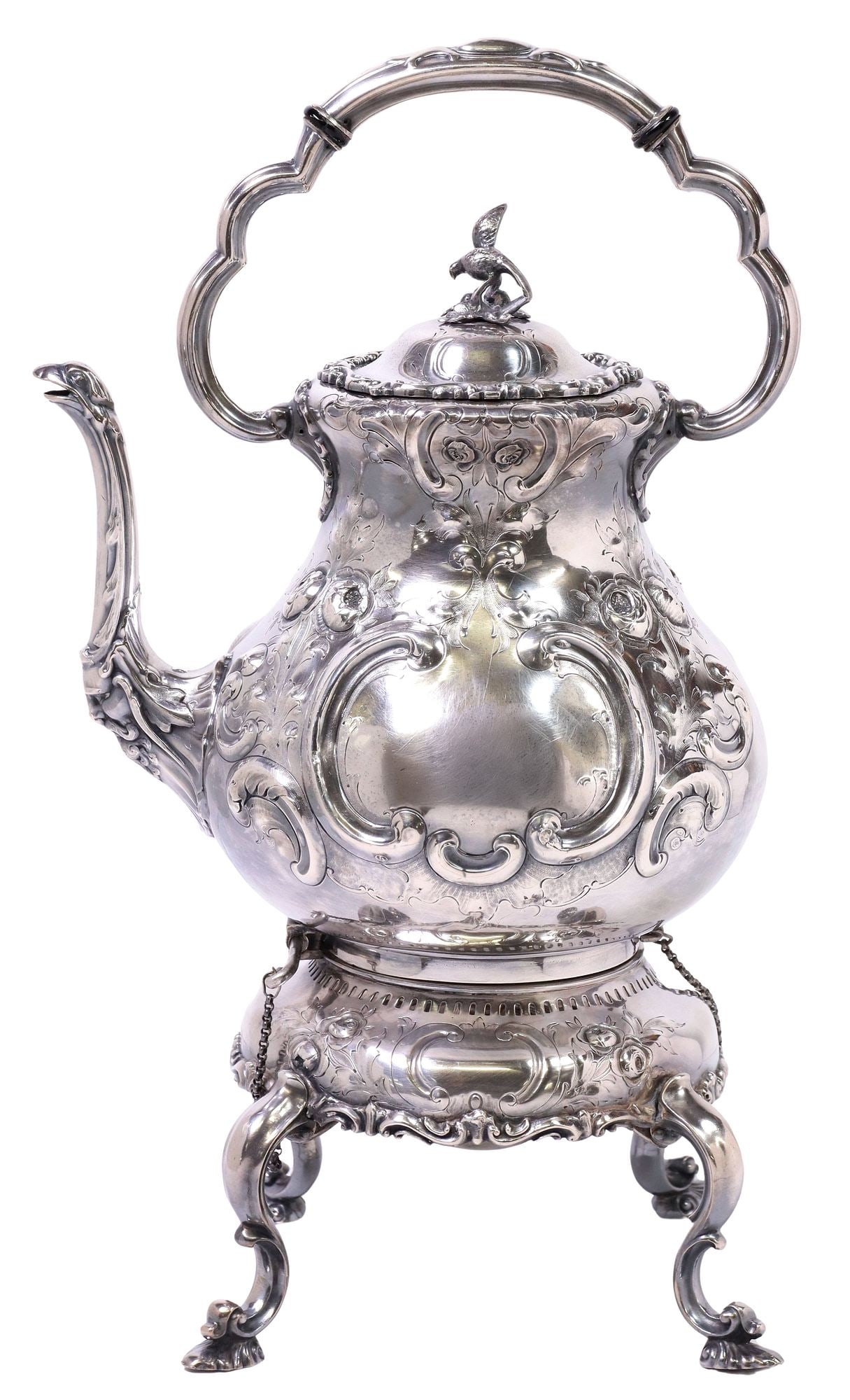 VICTORIAN SILVERPLATE SPIRIT KETTLE ON STAND (1 of 7)