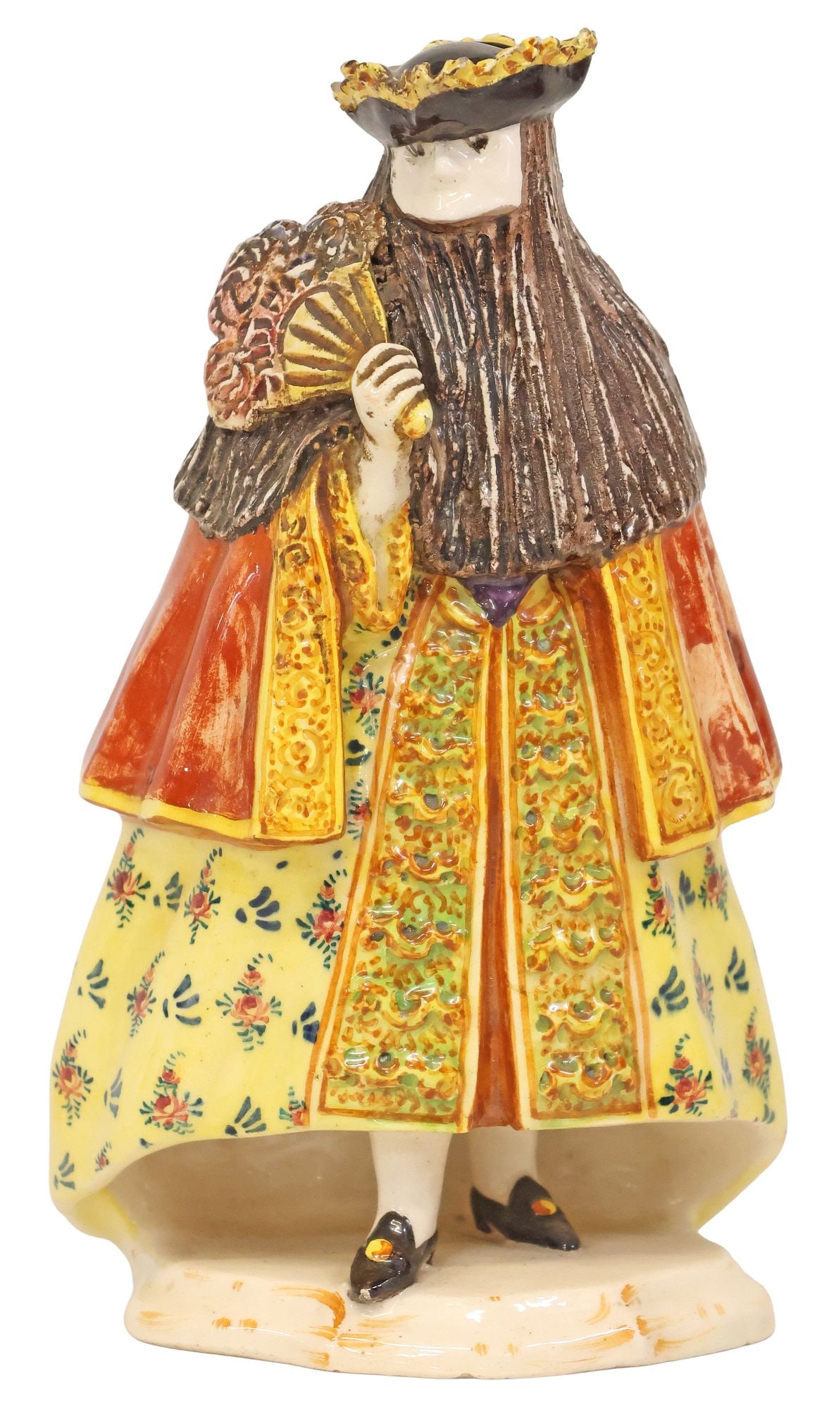 ITALIAN POTTERY FIGURE VENETIAN CARNIVAL BAUTA MASQUERADER (1 of 5)