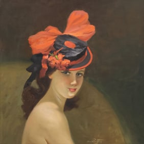ANTONIO PRIVITERA (1910-1989) PORTRAIT OF A FASHIONABLE LADY