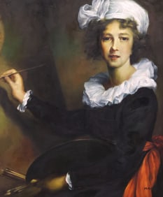 FRAMED OIL ON CANVAS SELF-PORTRAIT AFTER MADAME LE BRUN