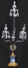ENGLISH REGENCY GLASS GARNITURE WITH JASPERWARE BASE