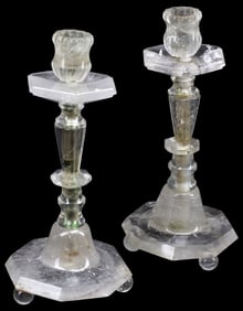 (2) ROCK CRYSTAL CANDLESTICKS