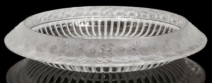 FRENCH LALIQUE ART CRYSTAL 'MARQUERITES' CENTERPIECE BOWL