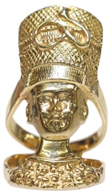 ESTATE 14KT YELLOW GOLD EGYPTIAN QUEEN NEFERTITI RING