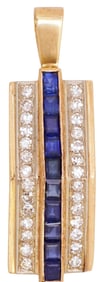 ESTATE 14KT GOLD SAPPHIRE & 1.00CTTW DIAMOND PENDANT