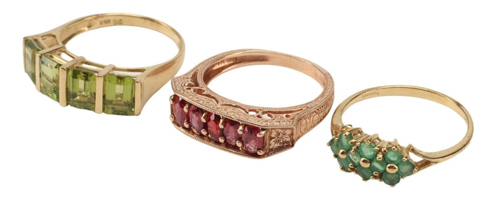 (3) ESTATE 14KT GOLD & GEMSTONE RINGS